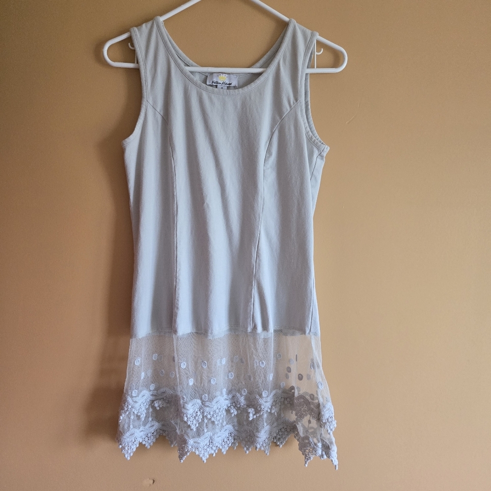 Kathleen Kirkwood Embroidered Mesh Tank Tunic, PTP=16"